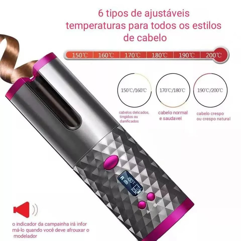 Modelador de Cachos Portátil Sem Fio Usb Cabelo Curl